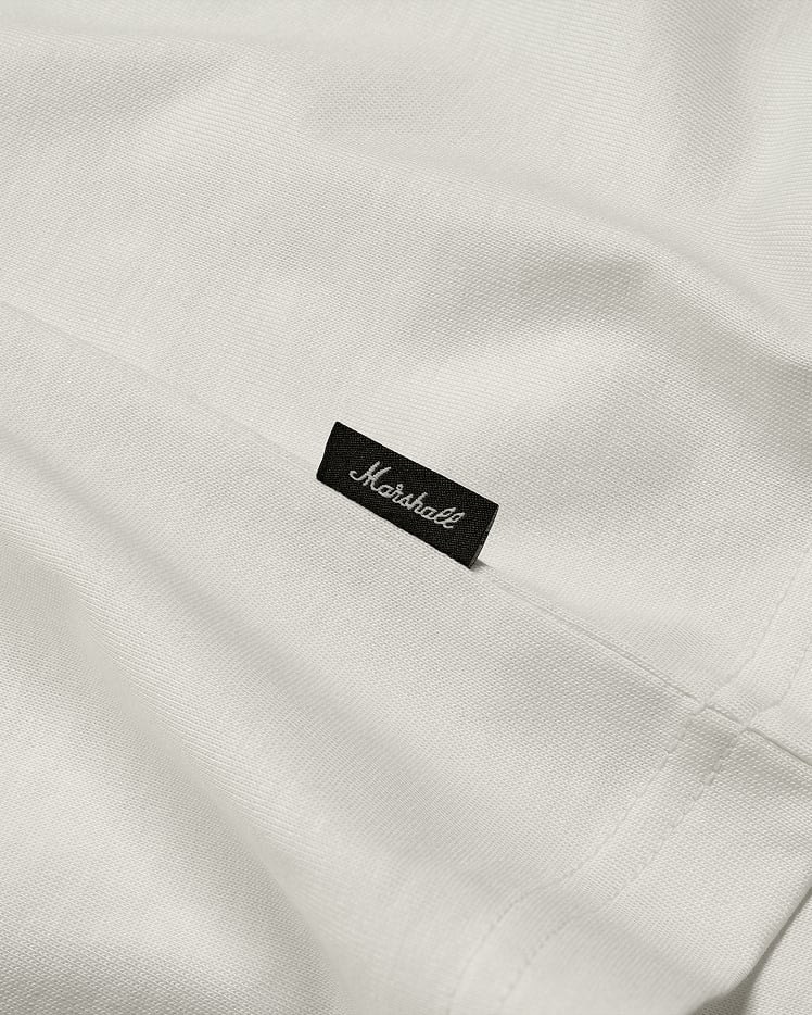 The Marshall Standard Issue Script T-shirt white side closeup
