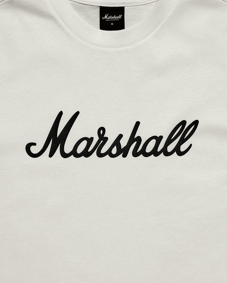 The Marshall Standard Issue Script T-shirt white front closeup