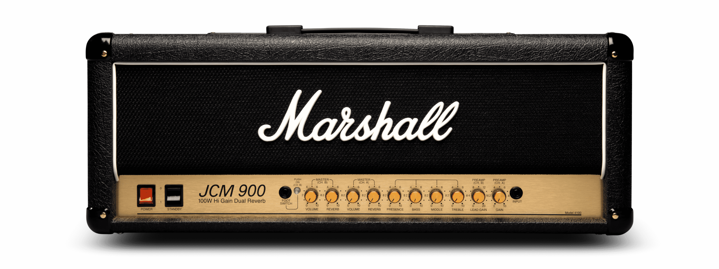 JCM900 4100 Vintage Reissue Head デュアルリバーブ搭載のパワフルな100Wアンプヘッド | Marshall.com