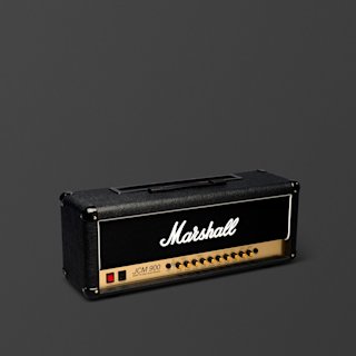 A black Marshall JCM900 4100 Vintage Reissue guitar amplifier head with brass control panel and multiple knobs, set against a plain dark background.