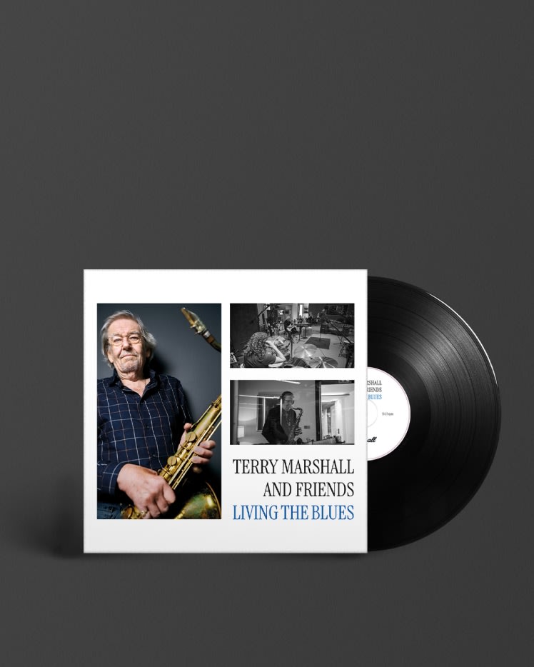 The Black vinyl cover of Living The Blues by Terry Marshall and Friends
