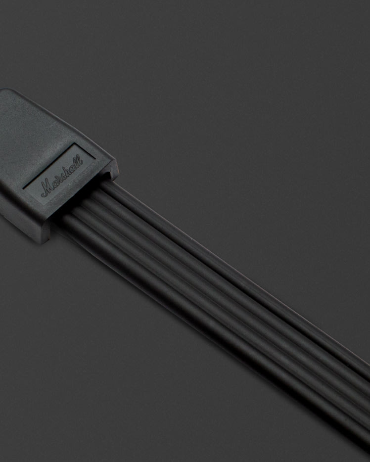 Zoomed image on the black large strap handle from Marshall amps.