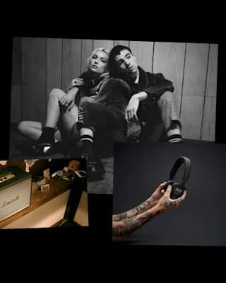 A collage of Marshall Headphones and Speakers