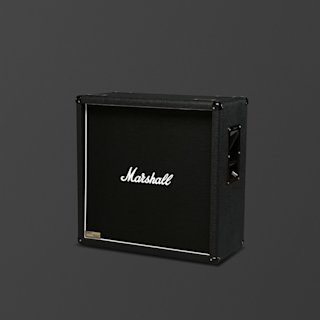 A black Marshall 1060BV amplifier speaker cabinet with the Marshall logo and brass plate labeled "1960" on the front, set against a plain dark background.