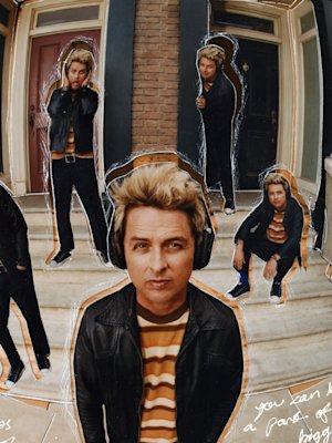 Billie Joe Armstrong con camisa de rayas y chaqueta negra, y auriculares negros Monitor III A.N.C. over-ear.