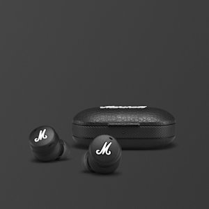 Mode II Black Earbuds front view.