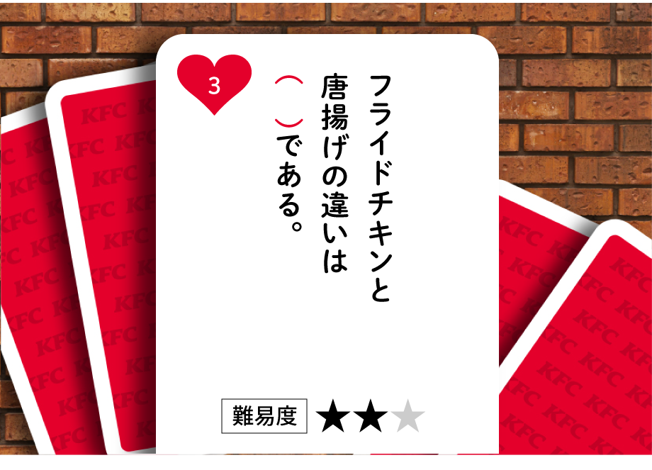 フライドチキンと唐揚げの違いは(　)である。