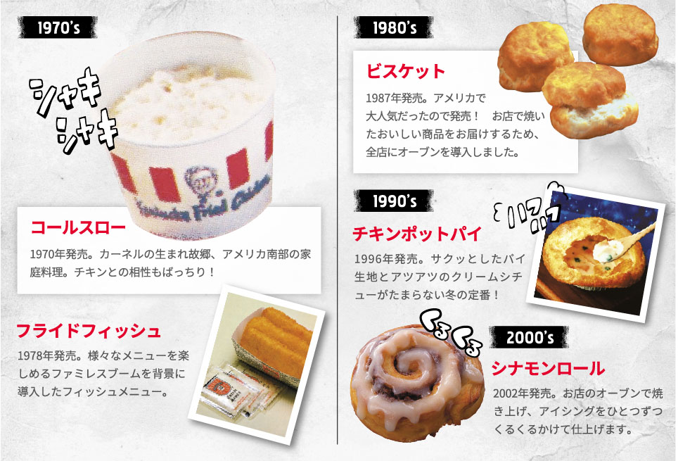 1970年に発売されたコールスローを含むサイドの歴史