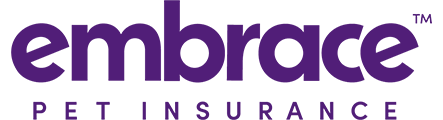 Purple and white logo of Embrace Pet Insurance