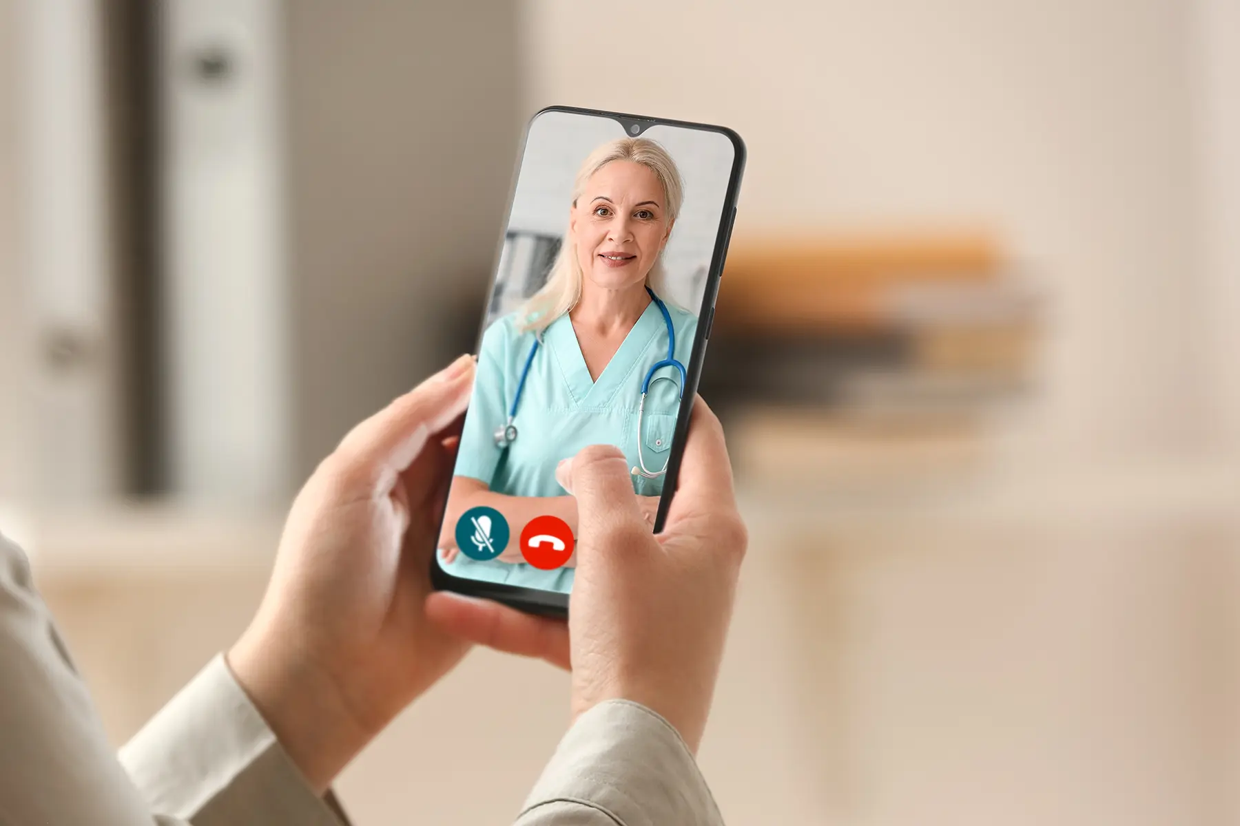 Telehealth provider on video call.
