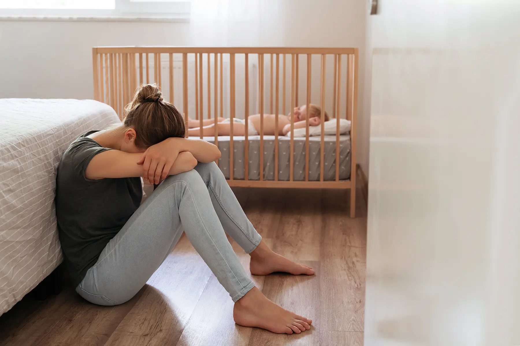 A woman with postpartum depression