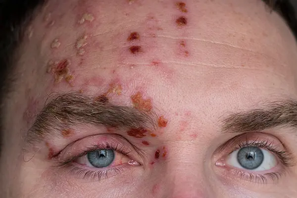 What does shingles look like on the face