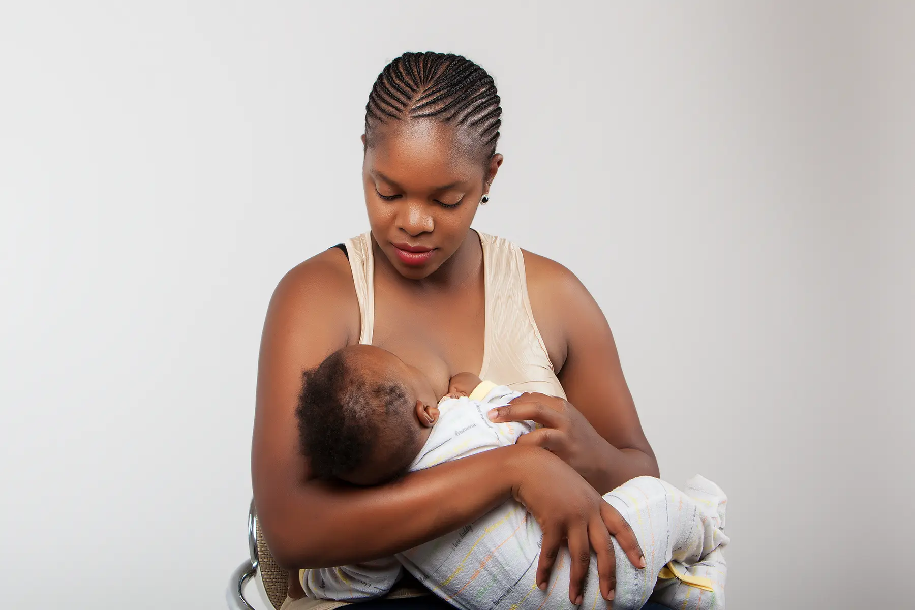 Woman breastfeeding her baby.