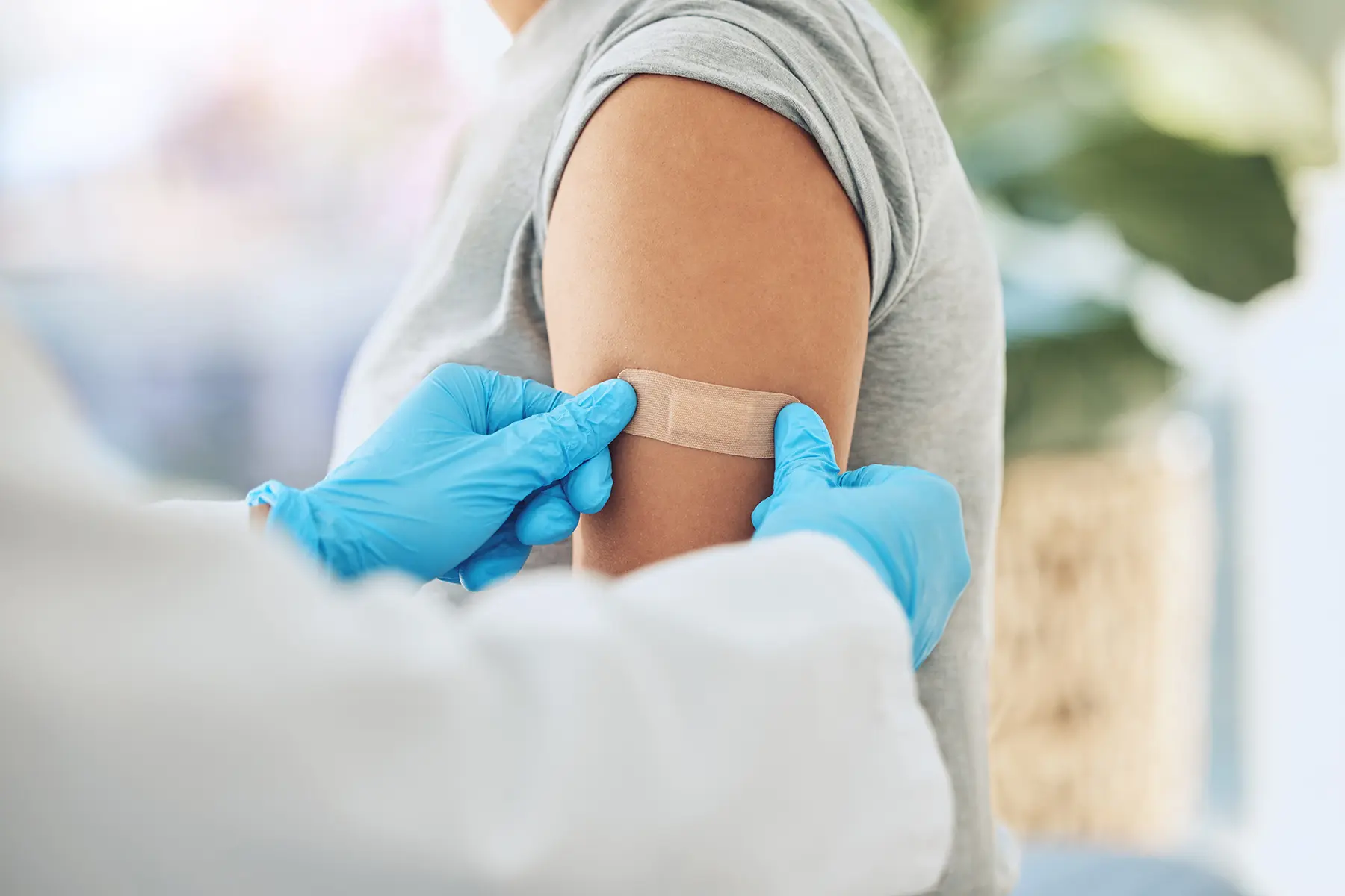 A woman getting vaccinated