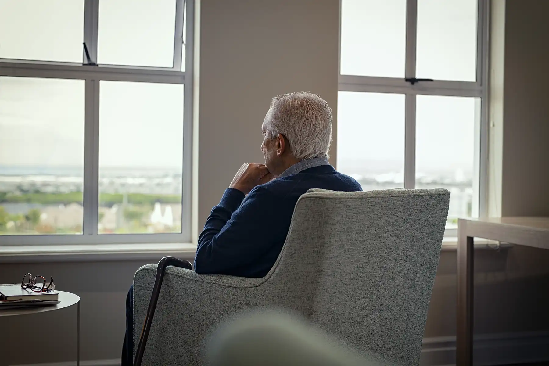 A man staring at the window