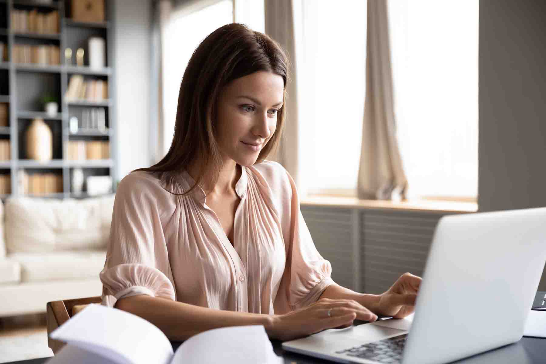 A woman on a laptop