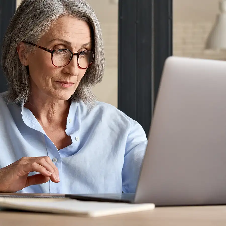 a woman on a laptop