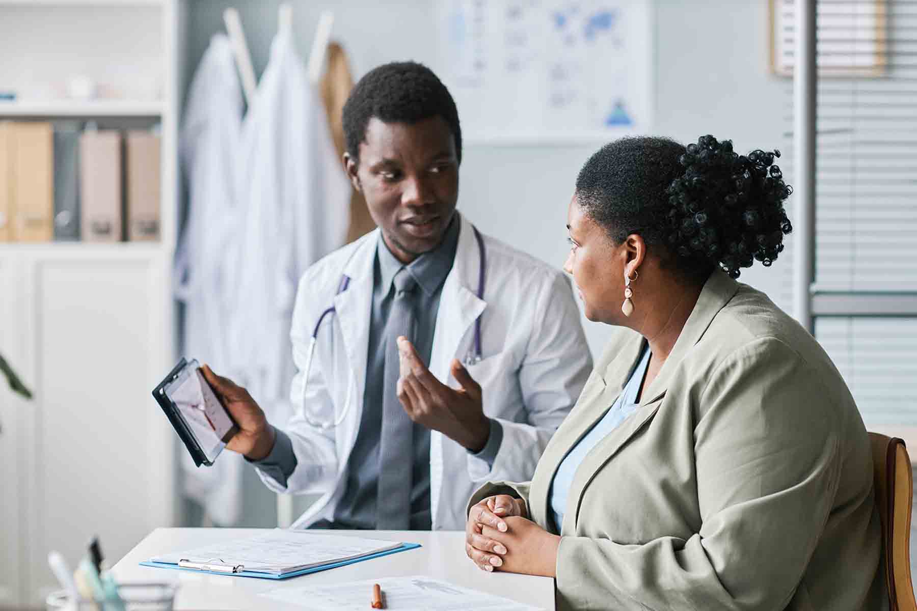 a woman in a doctor's office