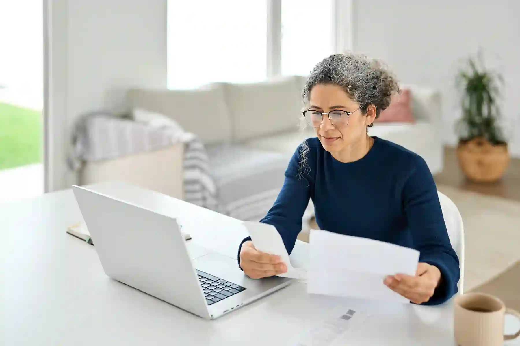 A woman on a laptop