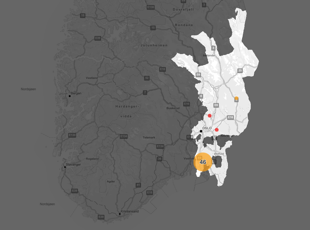 Strømbruddkart Elvia. Illustrasjon