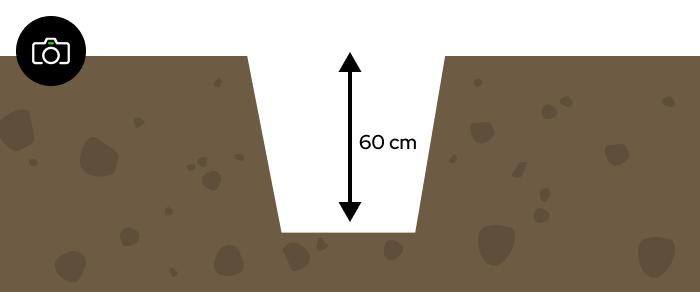 Kabelgrøft i Innlandet skal være minimum 60 cm dyp. Illustrasjon