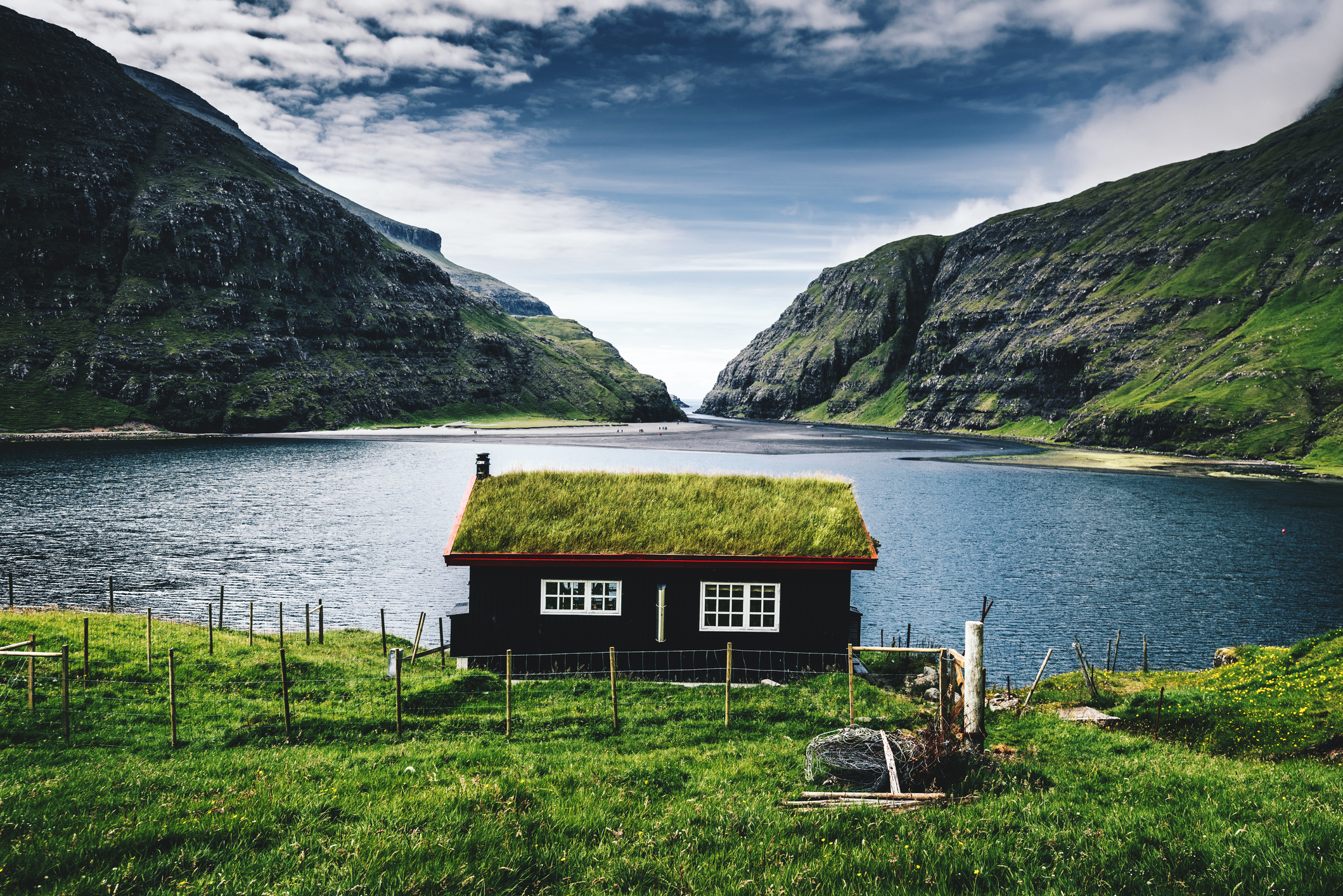 Hytte uten strøm mellom fjorder