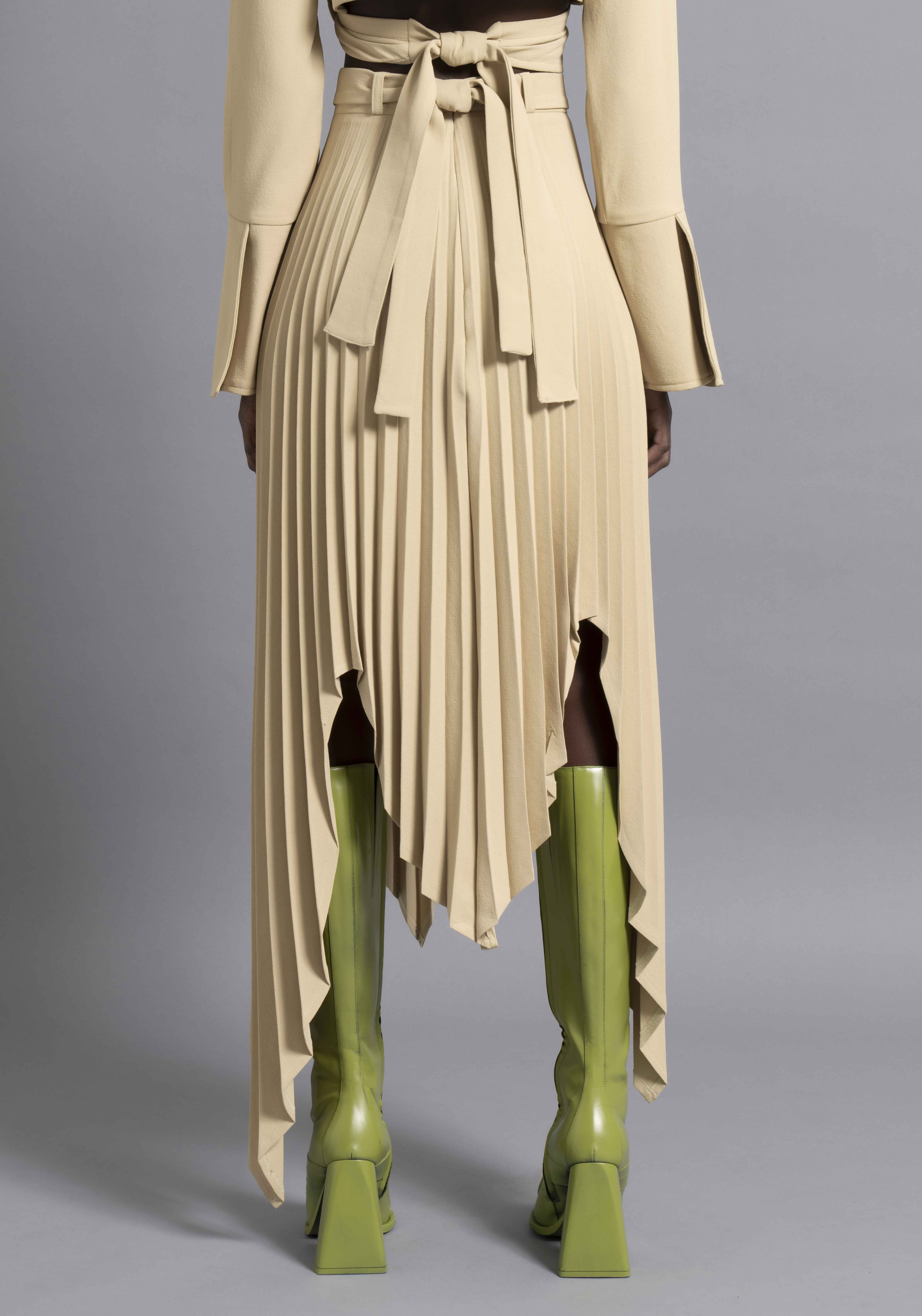 White Pistachio Pleated Skirt — THEBE MAGUGU