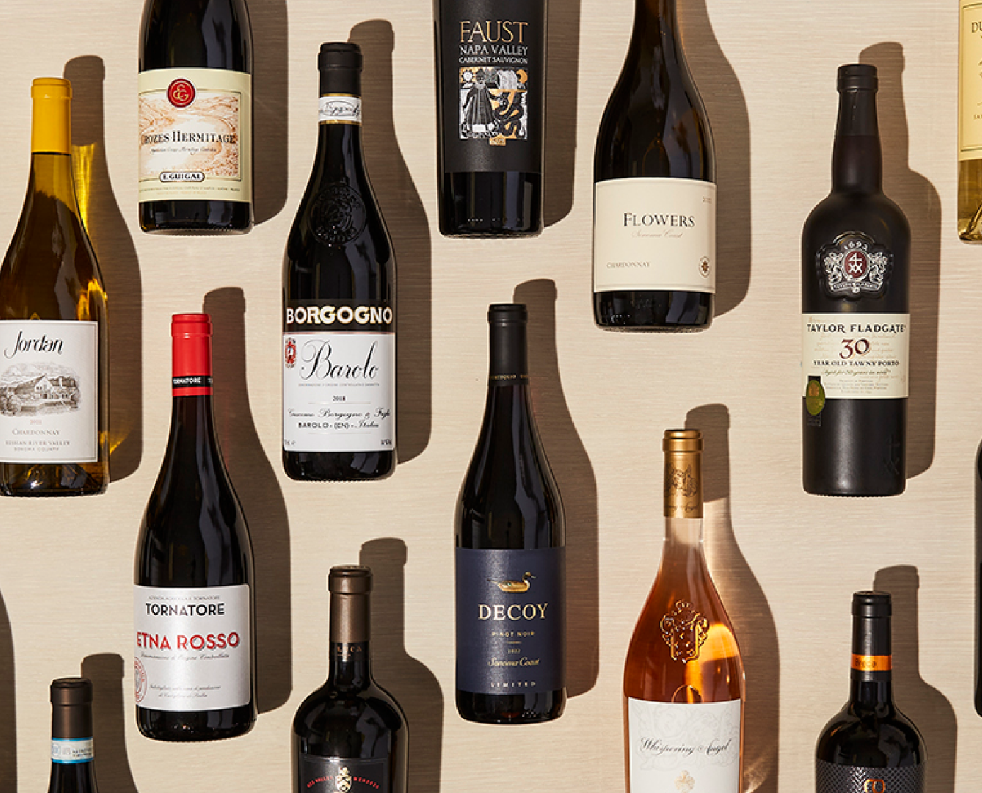 bottles laid out in a grid