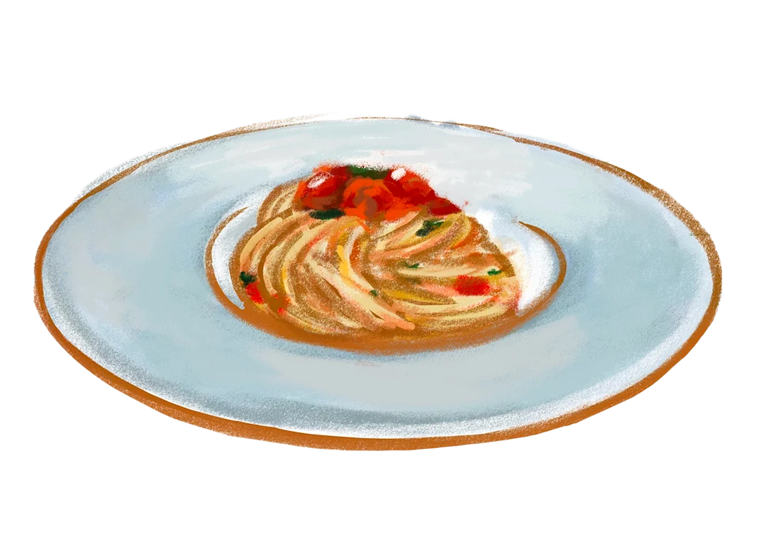 Summer pasta with tomatoes and basil