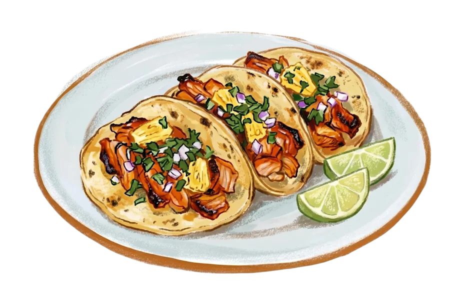 Illustration of tacos al pastor