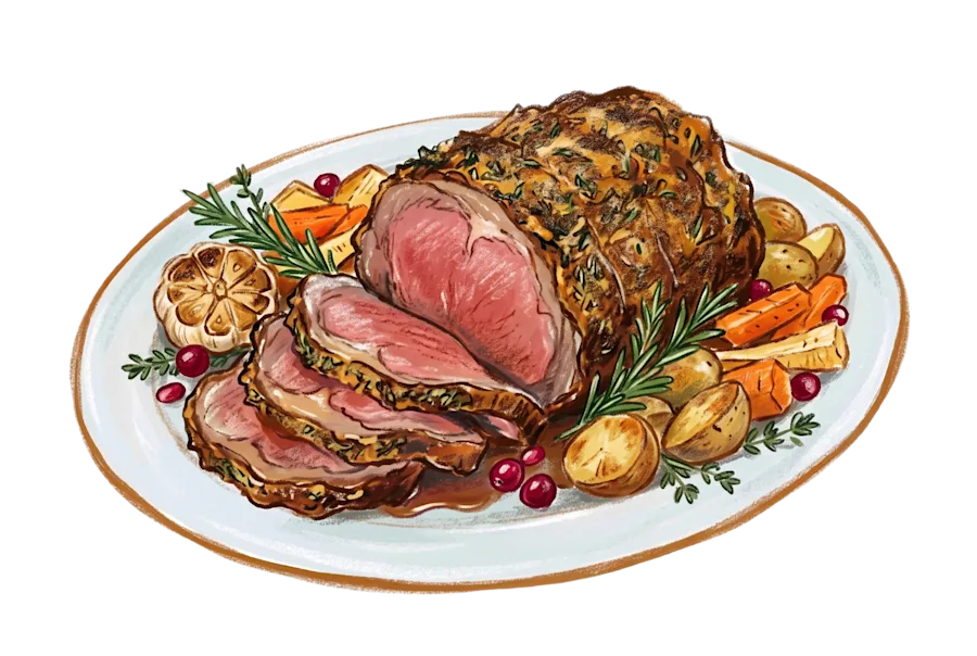 Illustration of a holiday roast
