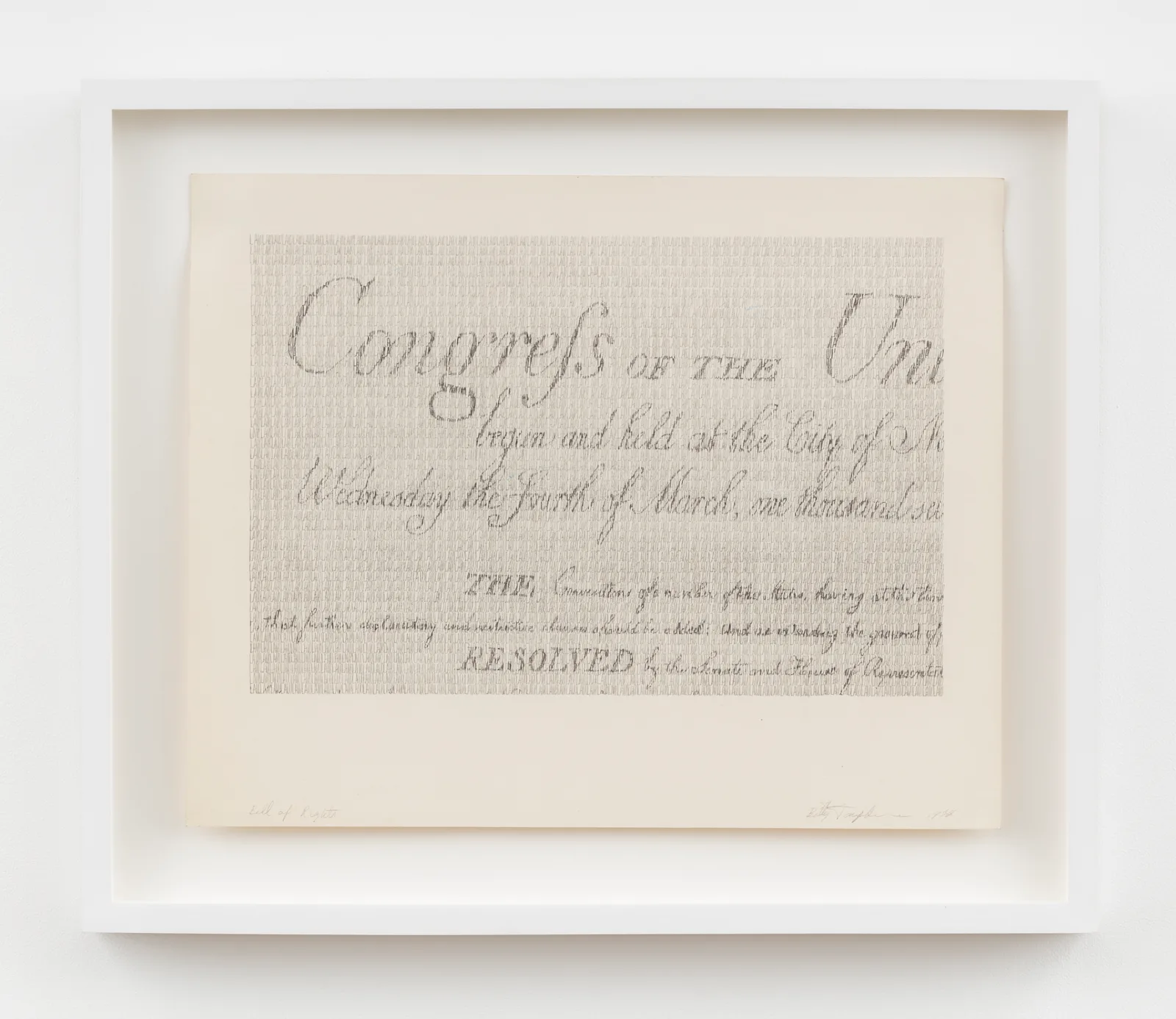 *Bill of Rights*, 1978, pencil on paper, 16 x 20 inches. 