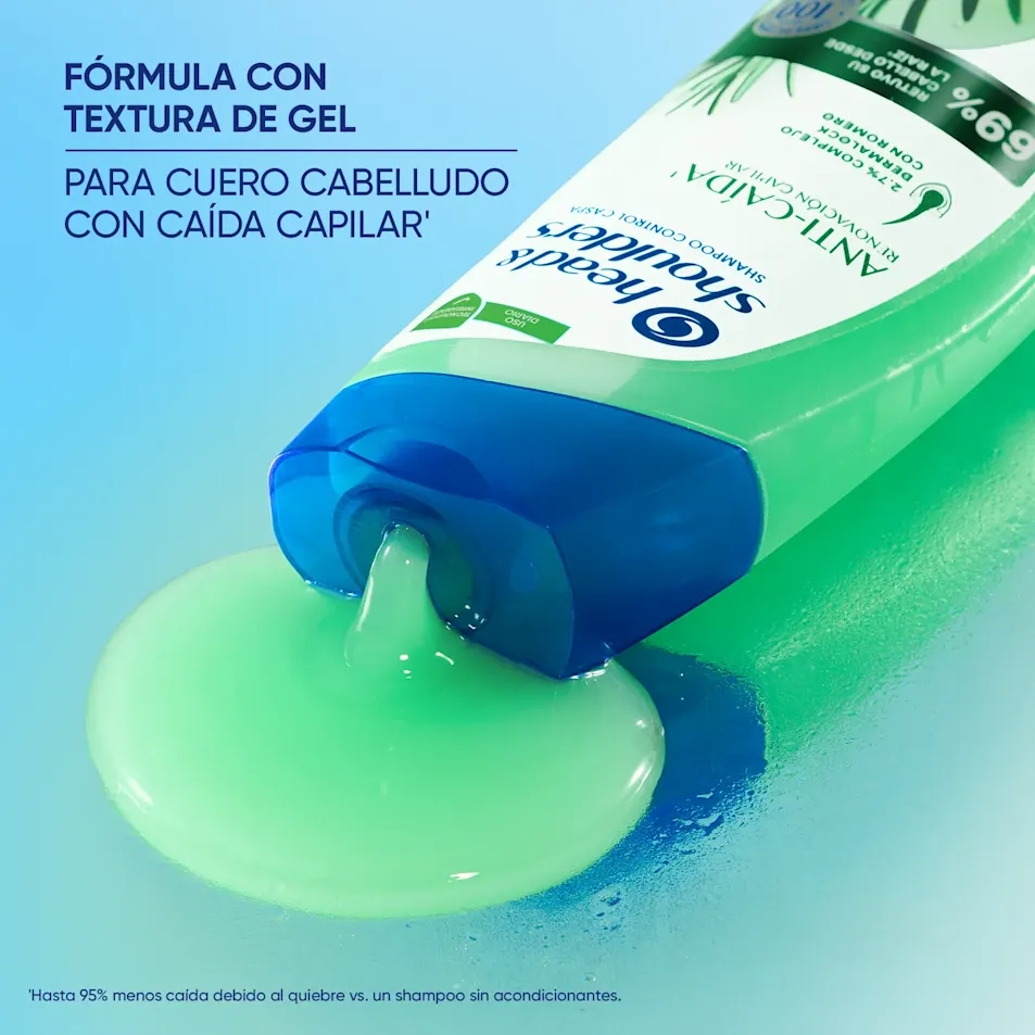  Imágen secundaria con descripción de producto, Shampoo Anti-caída con textura en gel, efecto antioxidante, ph balanceado
