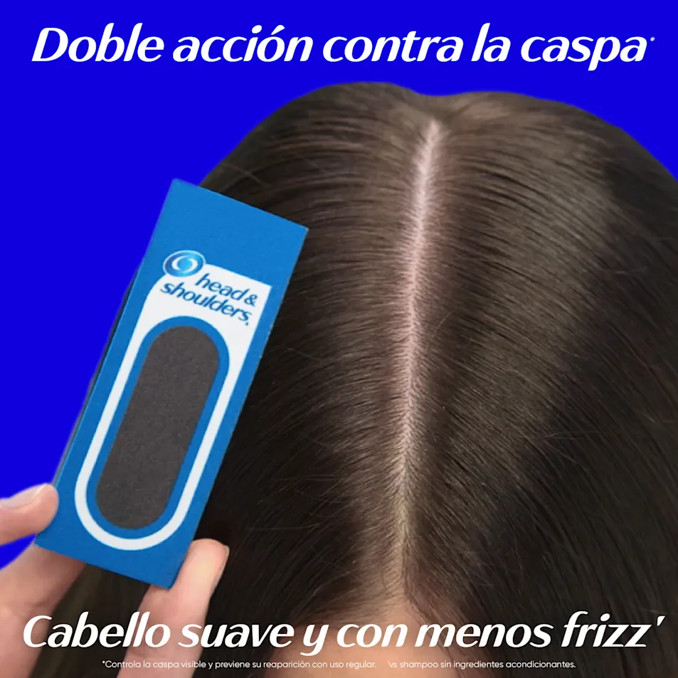 Cuero cabelludo limpio y libre de caspa con Head & Shoulders protección anti-quiebre con cafeína shampoo, doble acción contra la caspa para cabello suave y con menos frizz