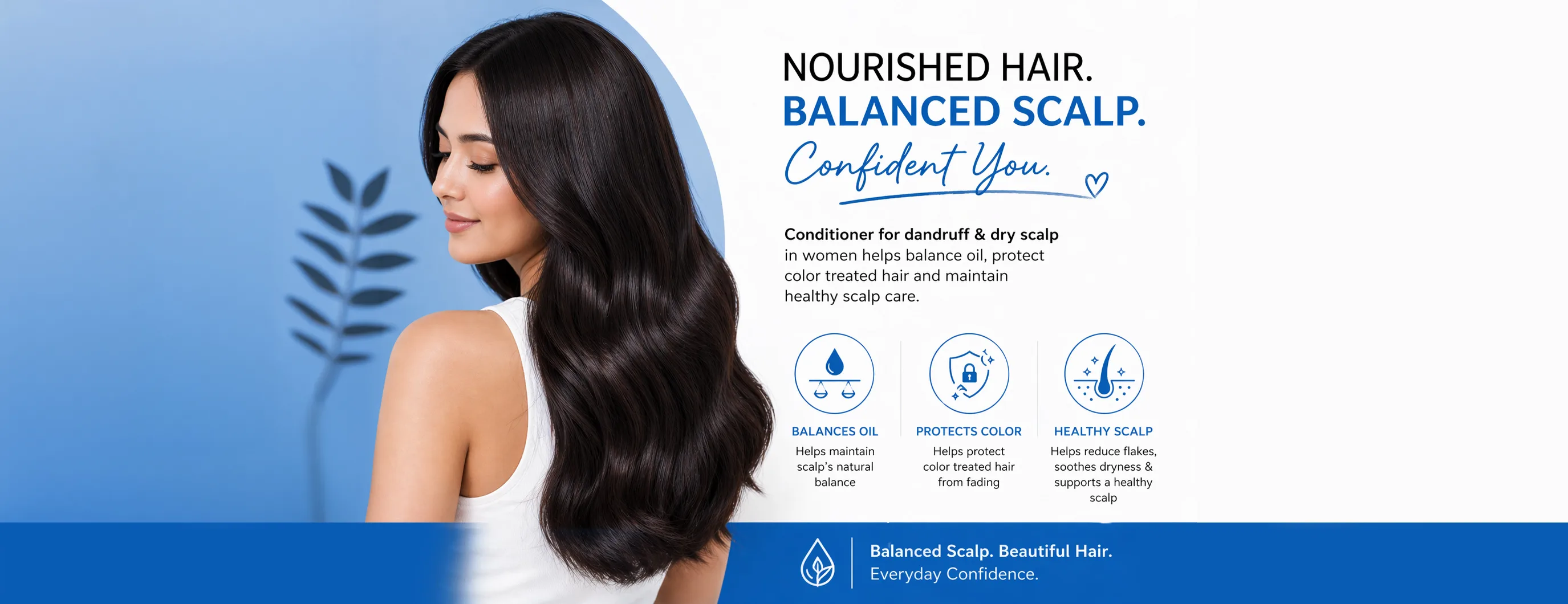 Conditioner for dandruff and dry scalp in women helps balance oil, protect color treated hair and maintain healthy scalp care