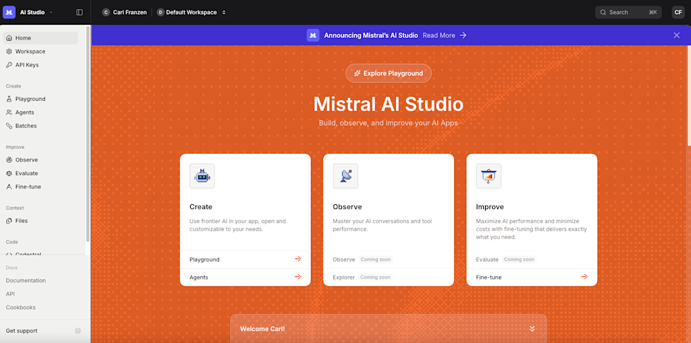 Mistral AI Studio screenshot