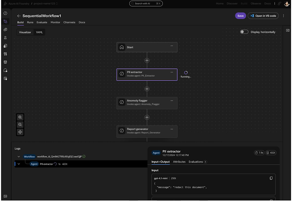 Microsoft Agent Framework flow chat