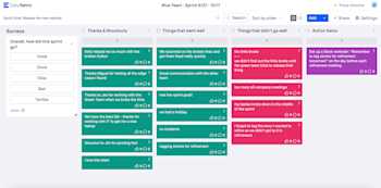 Screenshot of a board within EasyRetro
