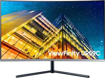 an image of a curved monitor with space ships on the screen