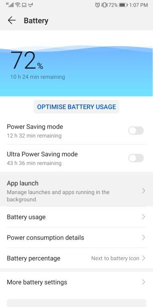 an image that shows battery settings screen
