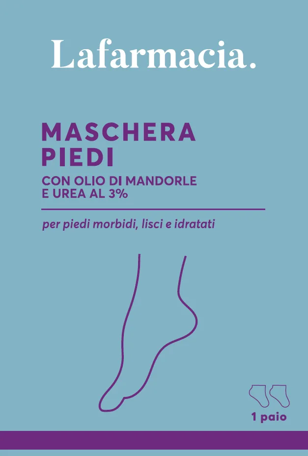 Maschera piedi con olio di mandorle e urea al 3% lafarmacia.