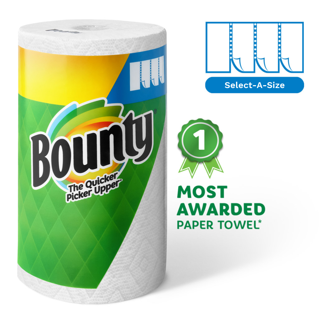 Bounty Select-A-Size Paper Towels, Print, 1 Big Roll = 33% More Sheets, Paper  Towels