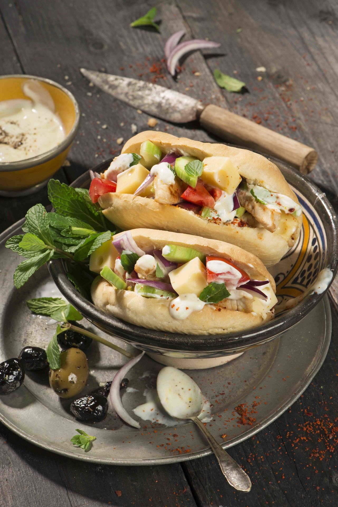 Pains pita épicés à la dinde