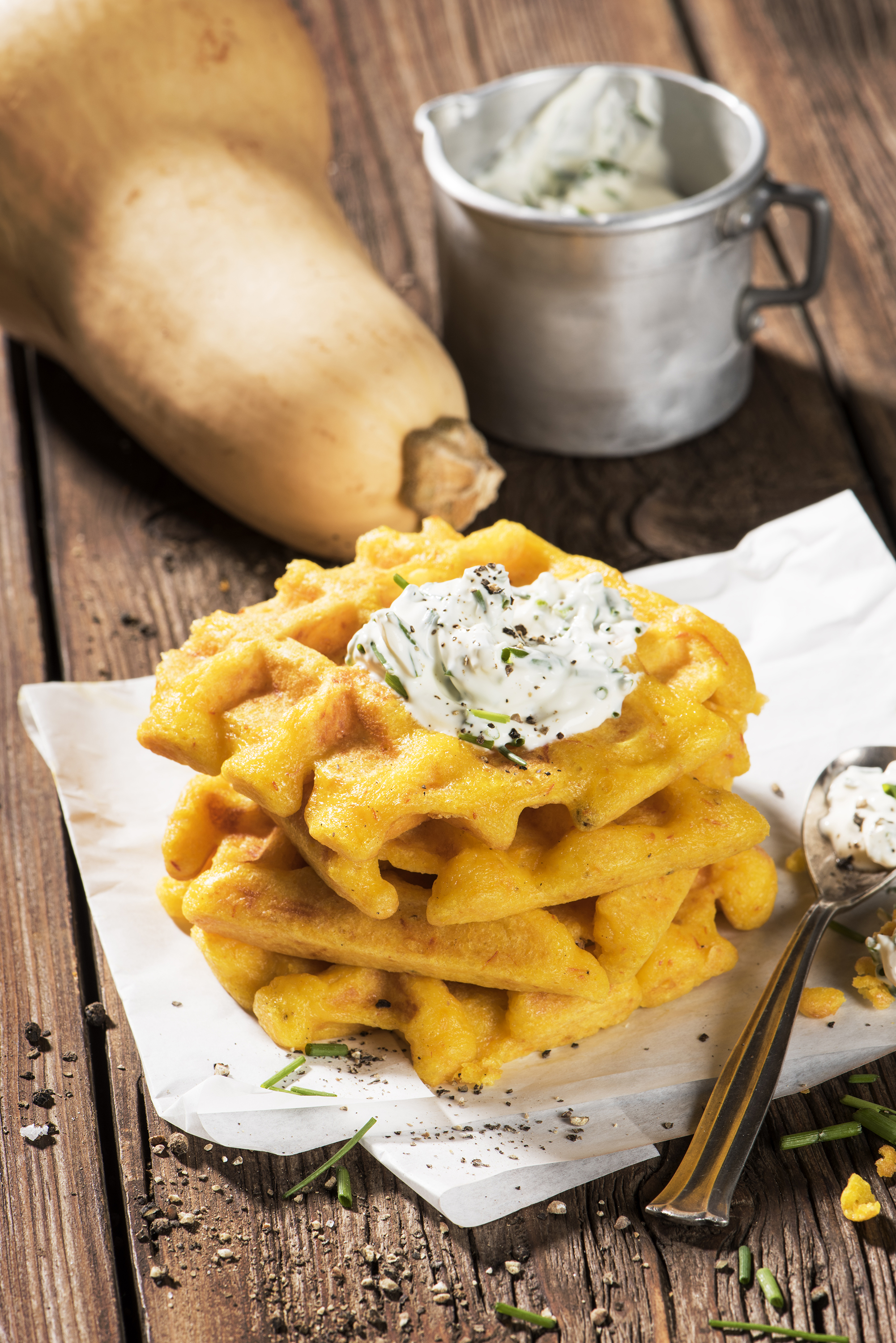 Kürbis-Käse-Waffeln