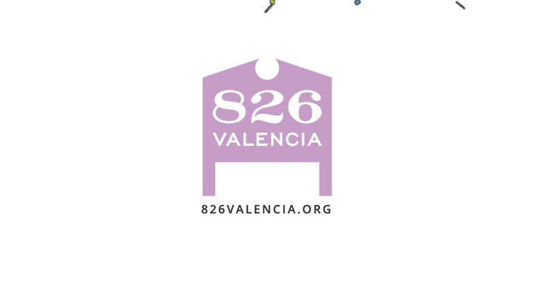 826 Valencia Logo and Confetti GIF