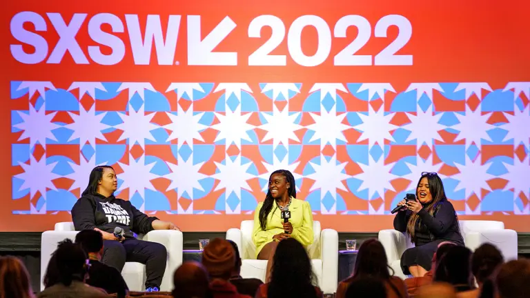 Backstage Capital’s Arlan Hamilton speaks on a panel about inclusive workforces at SXSW 2022.