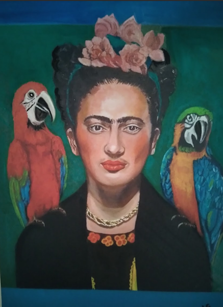 Frida with birds