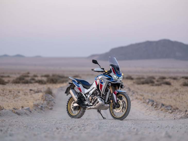 2020 Africa Twin Adventure Sports on a desert track