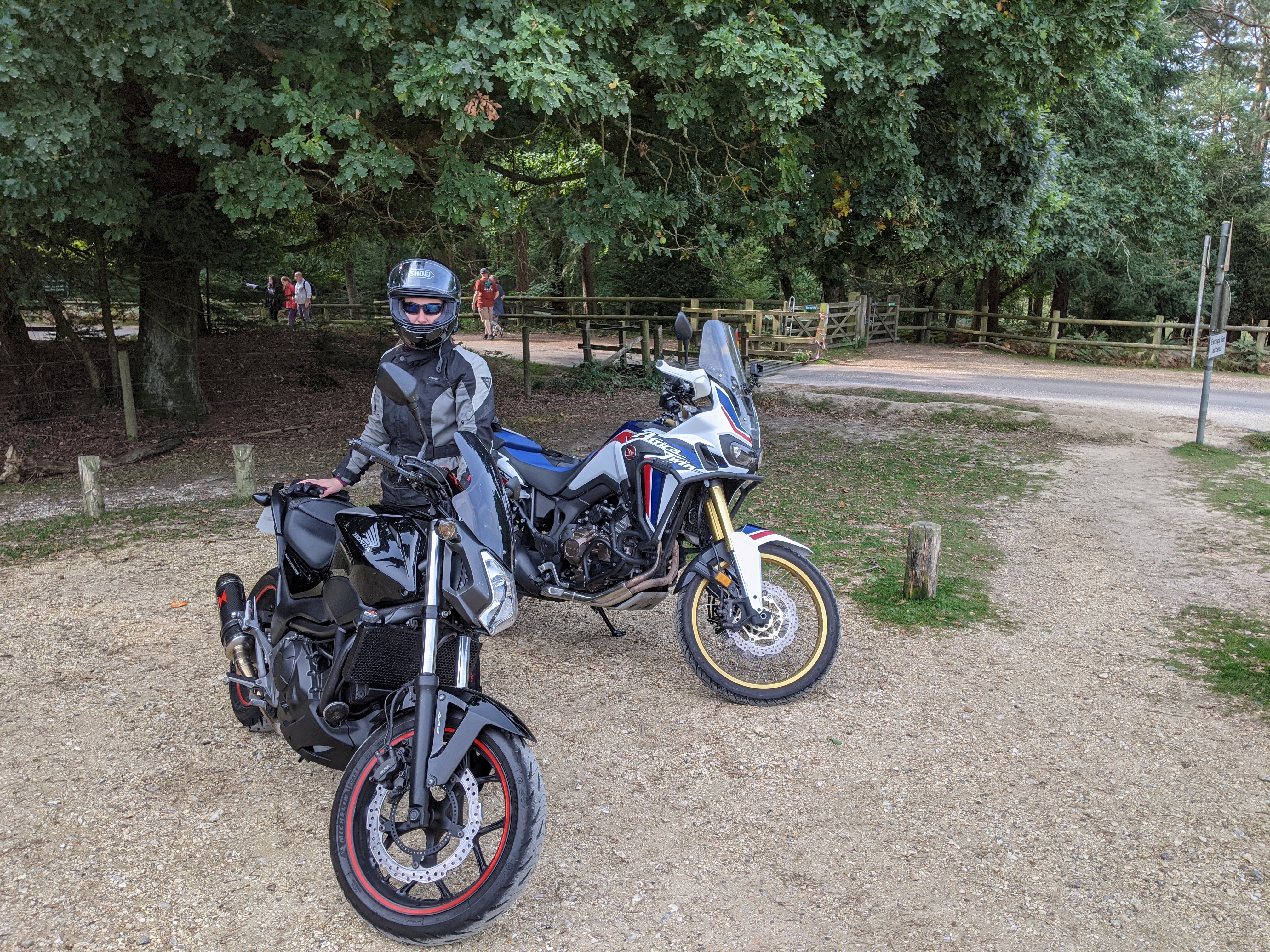 Motorbikes parked in Bolder wood