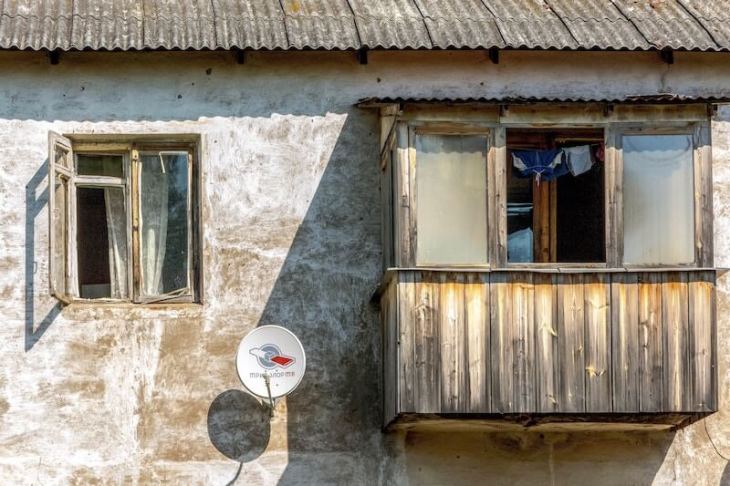 a house with a satellite dish